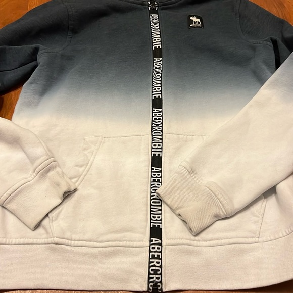 Abercrombie and Fitch Fleece lined Jacket Blue Ombe Moose Logo - Picture 3 of 9